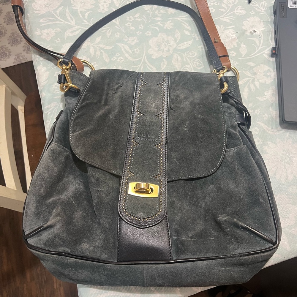 Authentic Chloe green suede crossbody